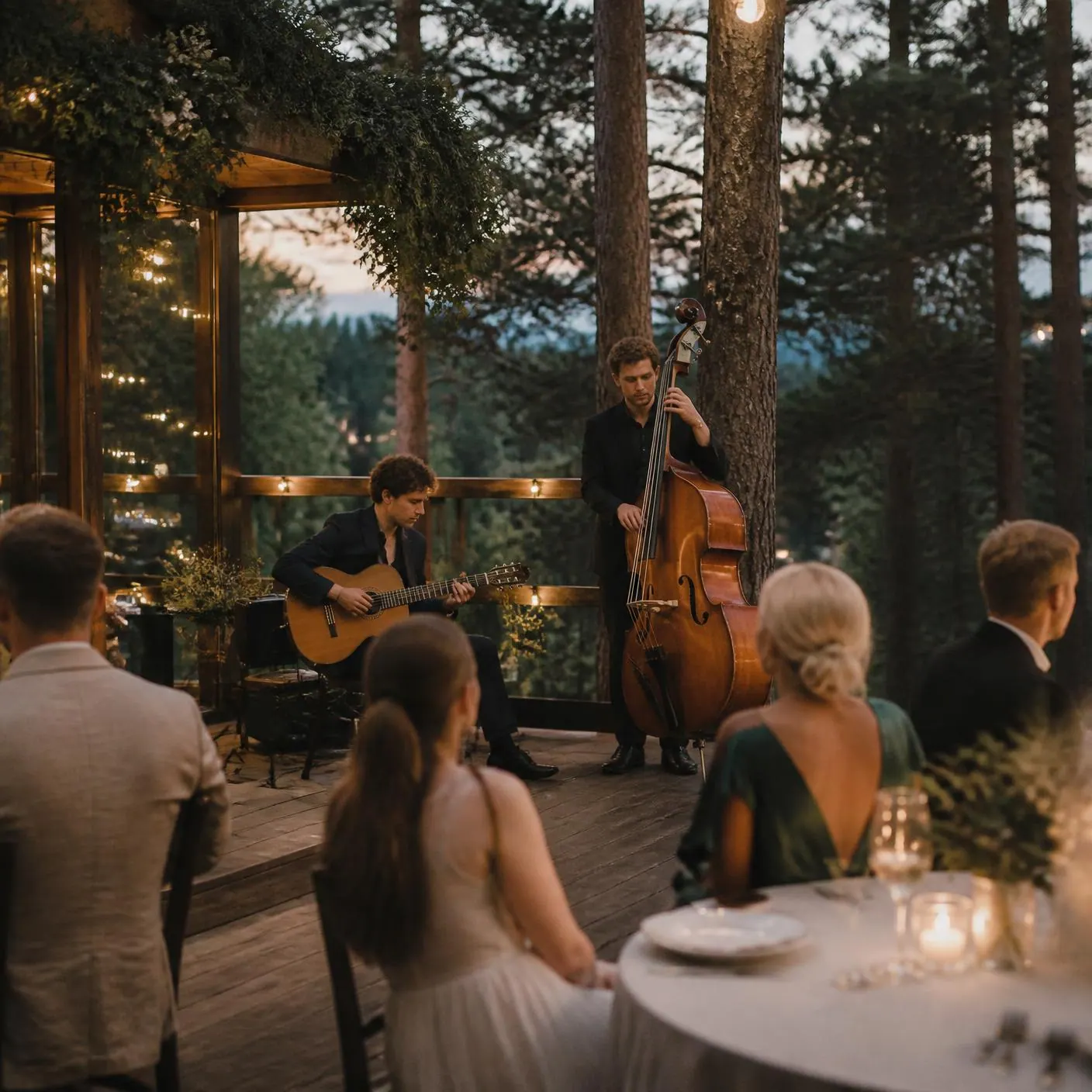 Intimate outdoor live music performance on a summer evening